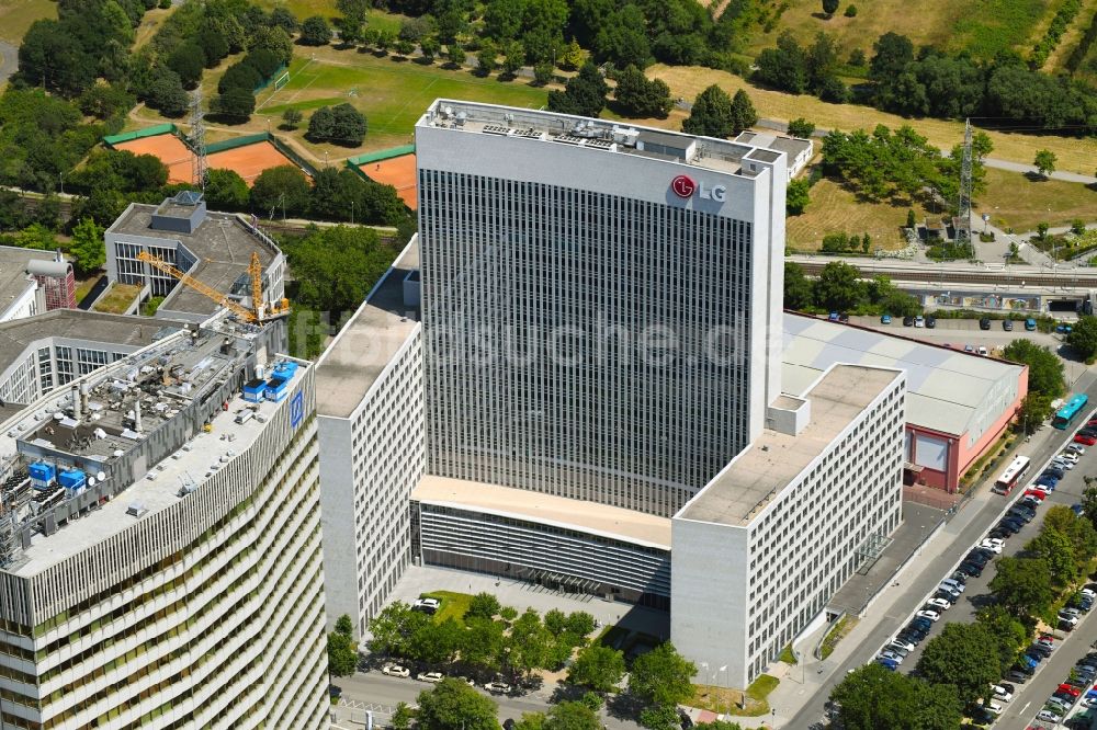 Luftbild Eschborn - Büro- und Unternehmensverwaltungs- Hochhaus- Gebäude der LG Electronics Deutschland GmbH in Eschborn im Bundesland Hessen, Deutschland