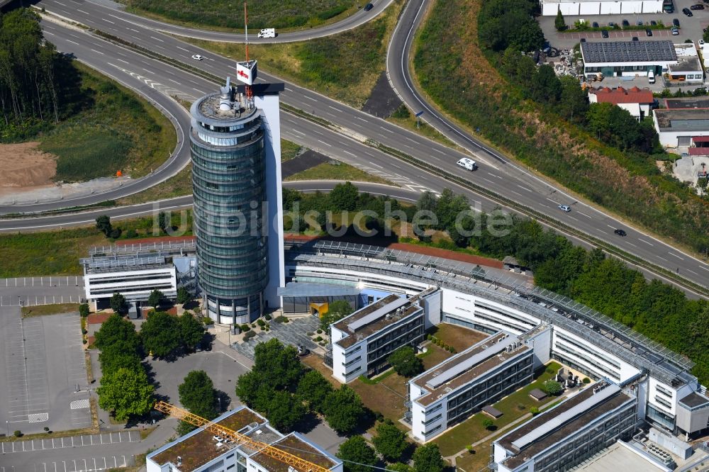 Luftbild Neckarsulm - Büro- und Unternehmensverwaltungs- Hochhaus- Gebäude der Fujitsu TDS GmbH in Neckarsulm im Bundesland Baden-Württemberg, Deutschland
