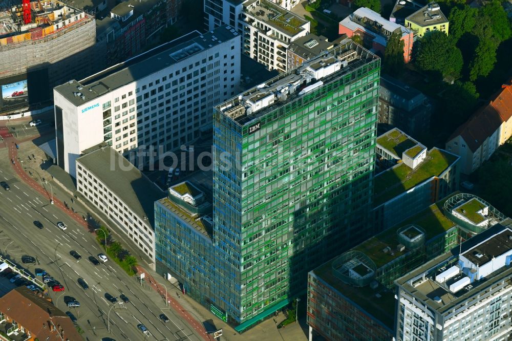 Luftaufnahme Hamburg - Büro- und Unternehmensverwaltungs- Hochhaus- Gebäude im Ortsteil Sankt Georg in Hamburg, Deutschland
