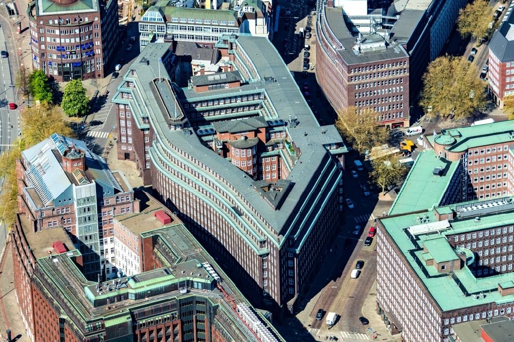 Luftaufnahme Hamburg - Bürogebäude des Geschäftshauses Chilehaus Hamburg in Hamburg, Deutschland