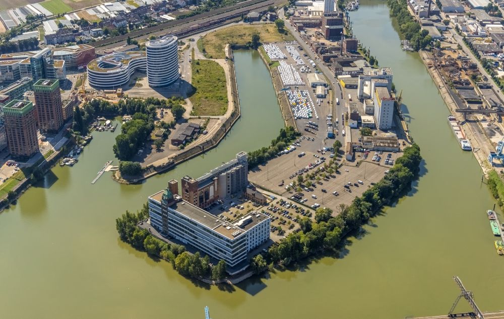 Düsseldorf von oben - Bürogebäude des Geschäftshauses an Plange Mühle in Düsseldorf im Bundesland Nordrhein-Westfalen, Deutschland