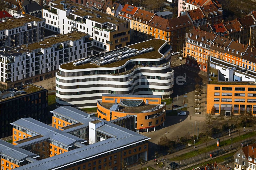 Luftaufnahme Karlsruhe - Bürogebäude des Geschäftshauses Synus in Karlsruhe im Bundesland Baden-Württemberg, Deutschland