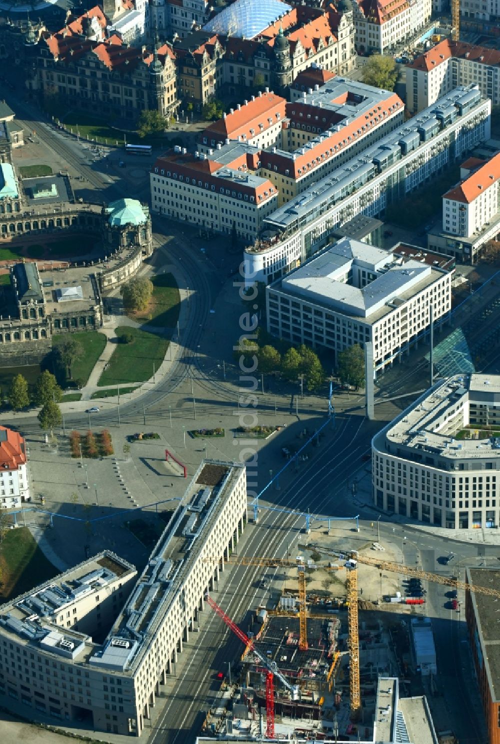 Dresden von oben - Bürogebäude des Geschäftshauses VauVau in Dresden im Bundesland Sachsen, Deutschland