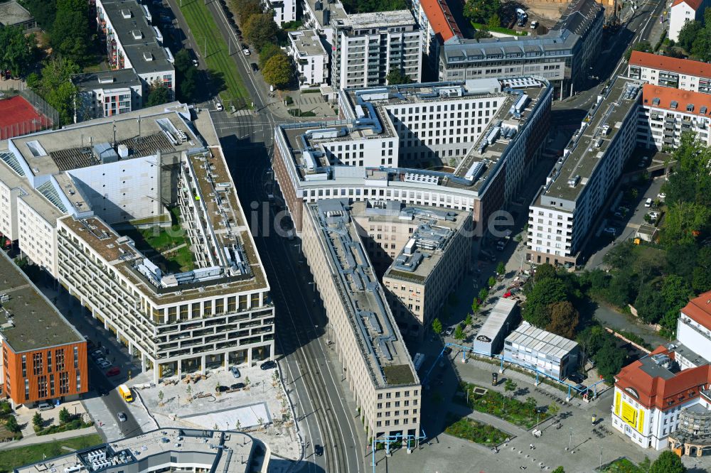 Dresden von oben - Bürogebäude des Geschäftshauses VauVau , in Dresden im Bundesland Sachsen, Deutschland