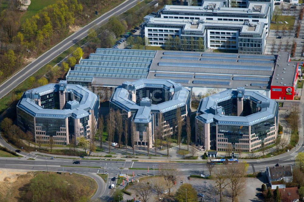 Luftbild Unterföhring - Bürogebäude der Geschäftshäuser Oktavian-Türme in Unterföhring im Bundesland Bayern, Deutschland