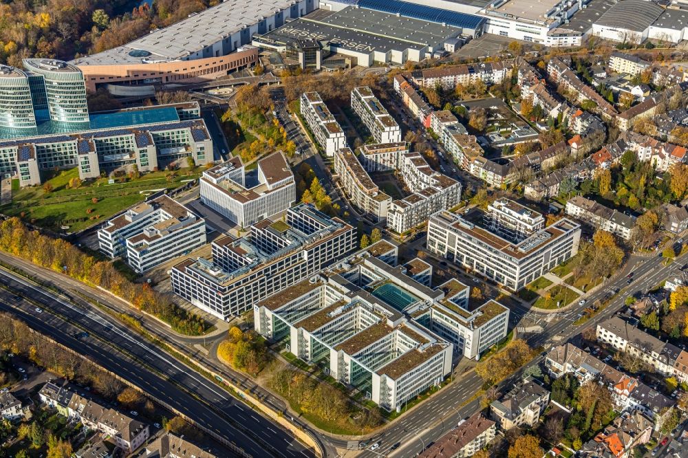 Luftaufnahme Essen - Bürogebäude des Hochtief AG Geschäftshauses in Essen im Bundesland Nordrhein-Westfalen, Deutschland