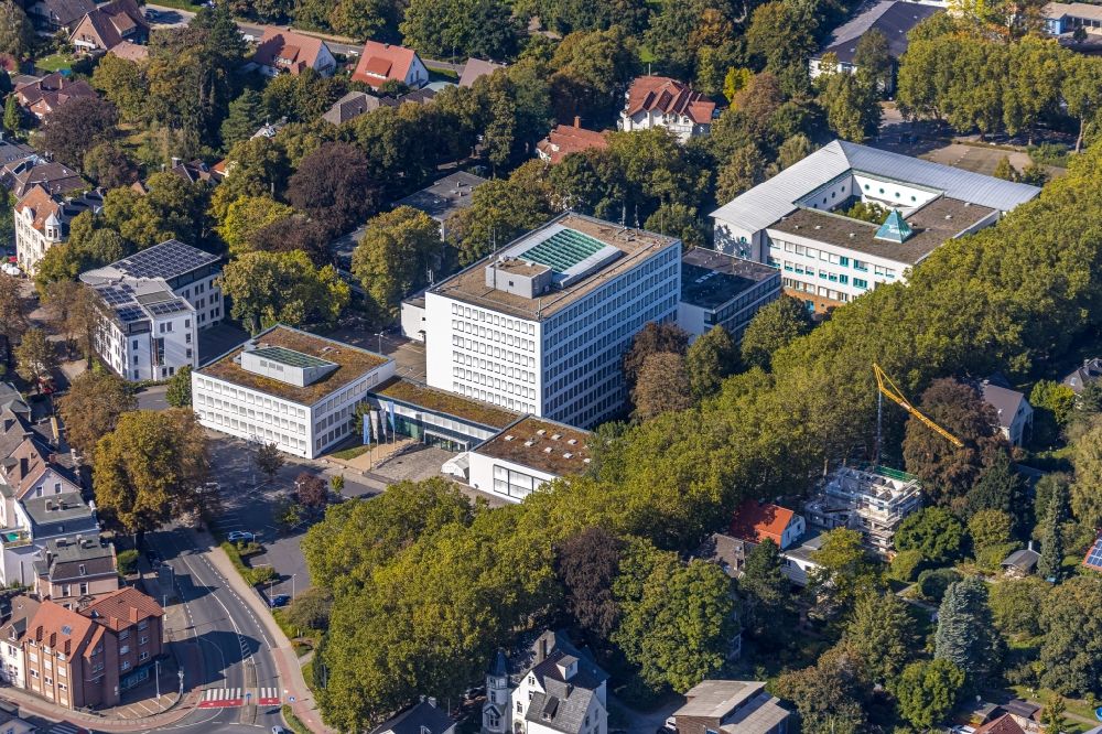 Unna von oben - Bürogebäude der Kreisverwaltung Unna in Unna im Bundesland Nordrhein-Westfalen, Deutschland