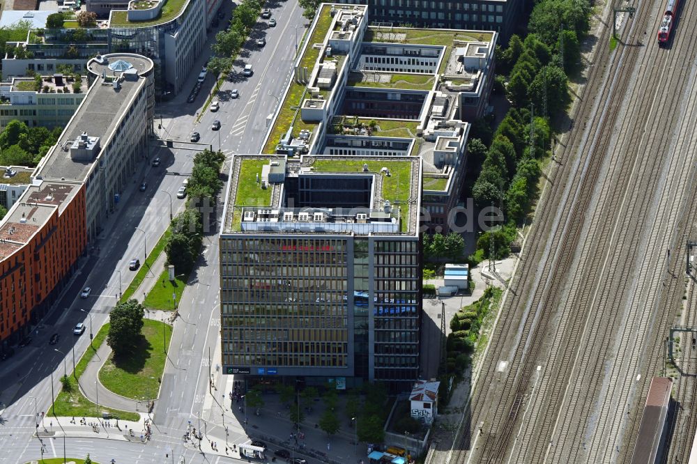 München aus der Vogelperspektive: Bürogebäude Laimer Würfel in München Laim im Bundesland Bayern