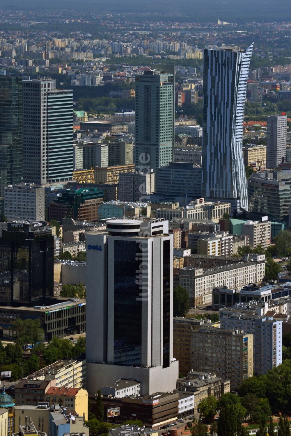 Luftbild Warschau - Bürohochhaus Millennium Plaza im Stadtzentrum von Warschau in Polen