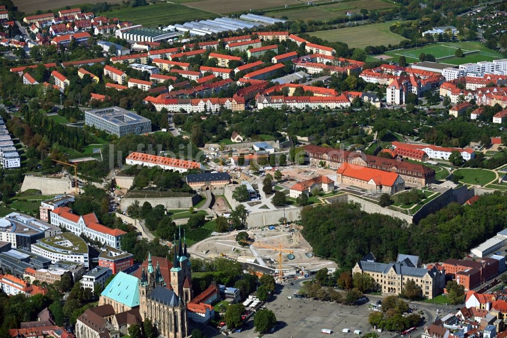 Erfurt von oben - BUGA - Umbau der Festungsanlage Petersberg im Ortsteil Altstadt in Erfurt im Bundesland Thüringen, Deutschland