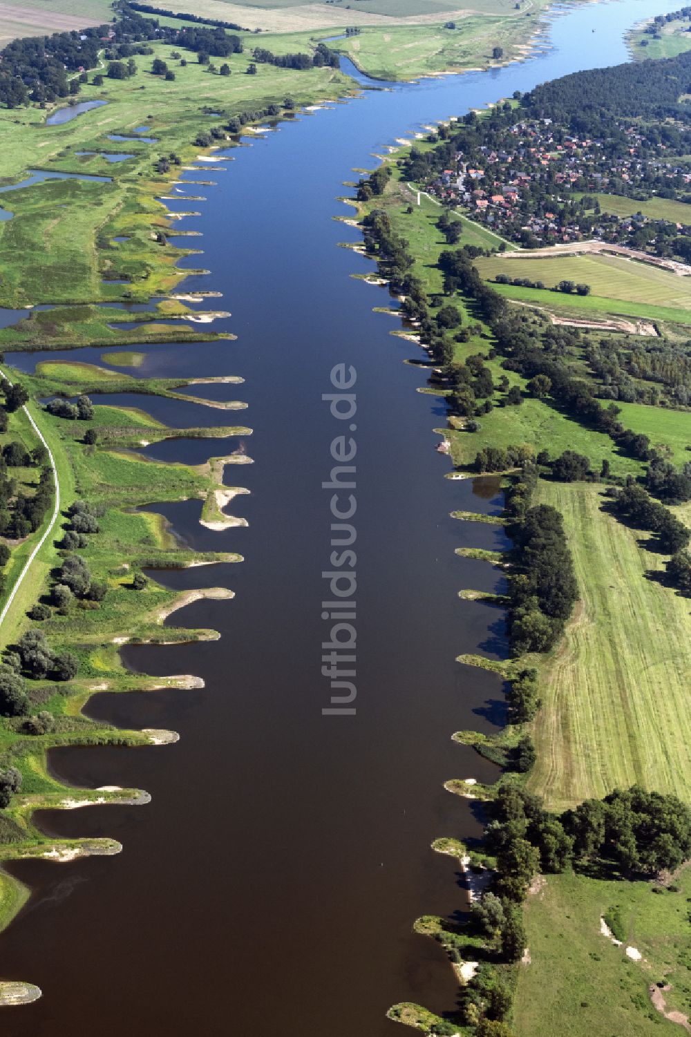 Luftbild Langendorf - Buhnen- Landschaft - Flussverlauf in Langendorf im Bundesland Niedersachsen, Deutschland