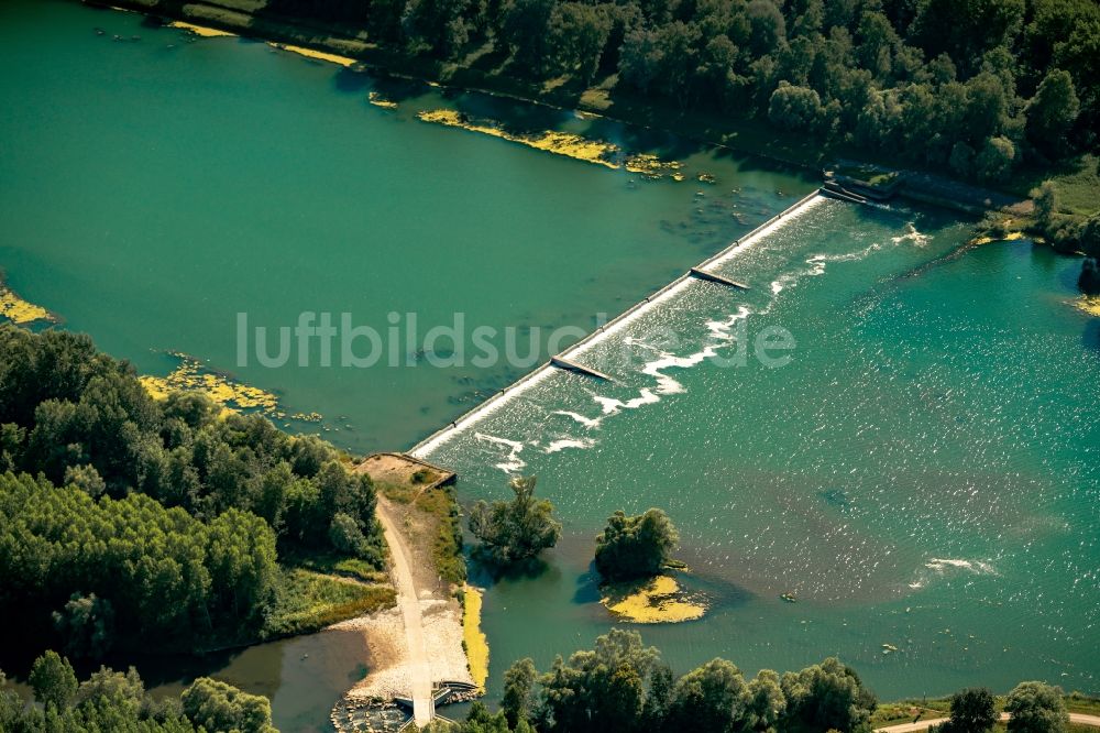 Gerstheim von oben - Buhnen- Landschaft an den Uferbereichen Am Altrhein Flussverlaufes in Gerstheim in Grand Est, Frankreich