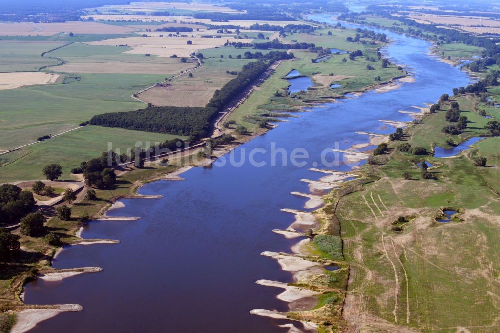 Luftbild Dalchau - Buhnen- Landschaft an den Uferbereichen des Elbe Flussverlaufes in Dalchau im Bundesland Sachsen-Anhalt, Deutschland
