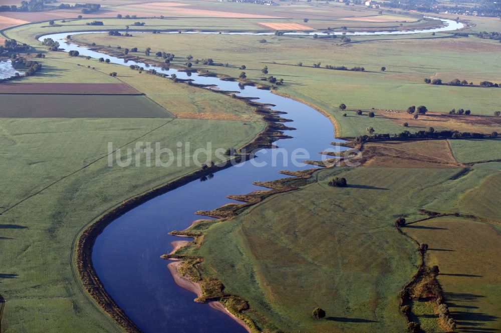 Luftbild Kemberg - Buhnen- Landschaft an den Uferbereichen des Elbe Flussverlaufes in Kemberg im Bundesland Sachsen-Anhalt, Deutschland