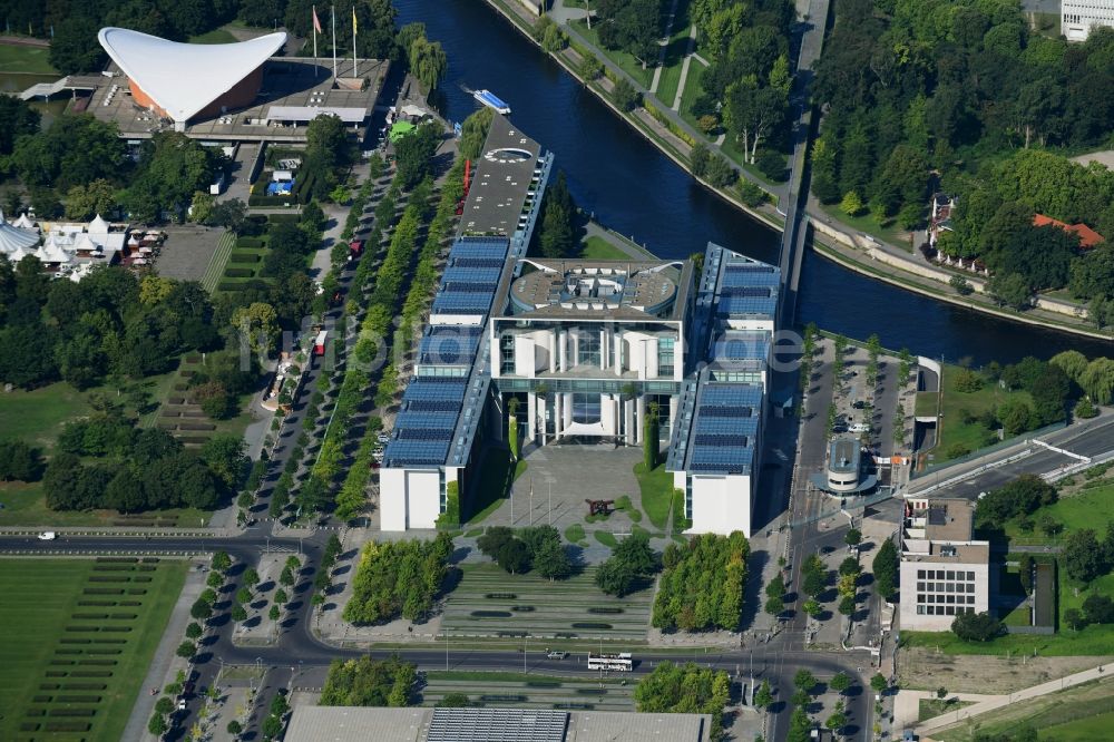 Luftaufnahme Berlin - Bundeskanzleramt - Kanzleramt im Ortsteil Tiergarten in Berlin, Deutschland
