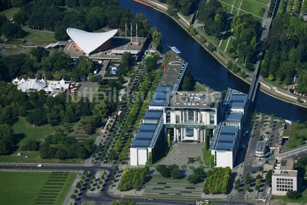 Berlin von oben - Bundeskanzleramt - Kanzleramt im Ortsteil Tiergarten in Berlin, Deutschland