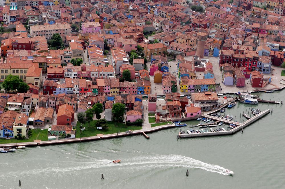 Luftaufnahme Venedig - Burano in der Lagune von Venedig
