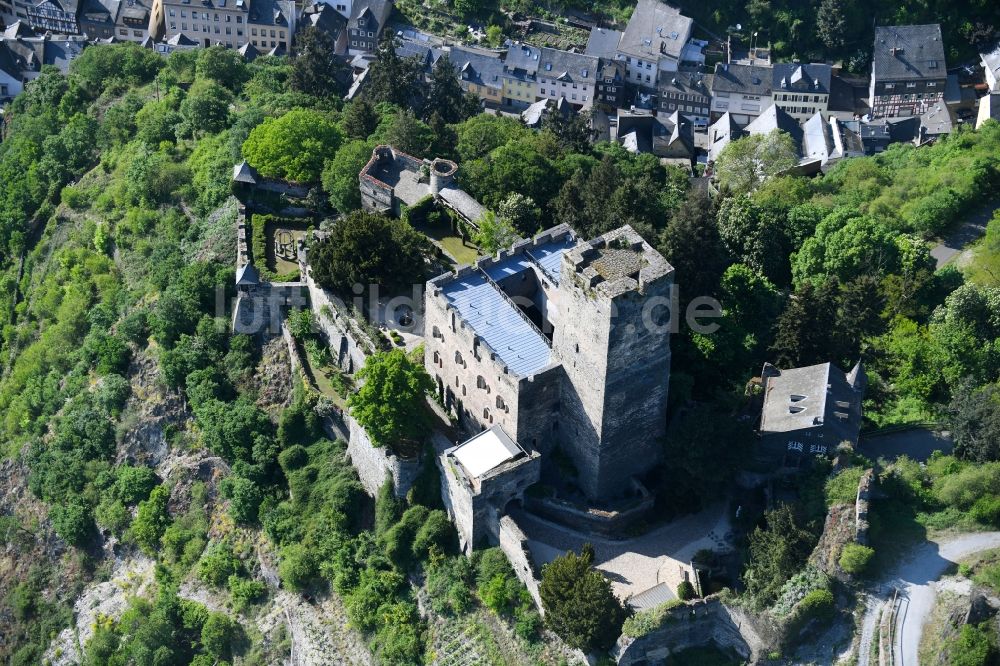 Luftbild Kaub - Burg Burg Gutenfels am Schlossweg in Kaub im Bundesland Rheinland-Pfalz, Deutschland