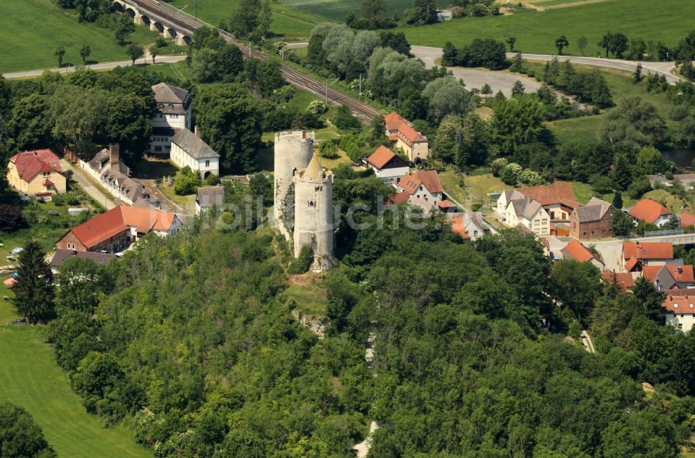 Saaleck aus der Vogelperspektive: Burg Burg Saaleck in Saaleck im Bundesland Sachsen-Anhalt, Deutschland