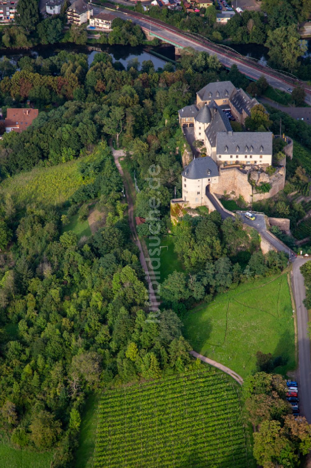 Luftaufnahme Bad Kreuznach - Burg Ebernburg in Bad Münster am Stein Ebernburg im Bundesland Rheinland-Pfalz
