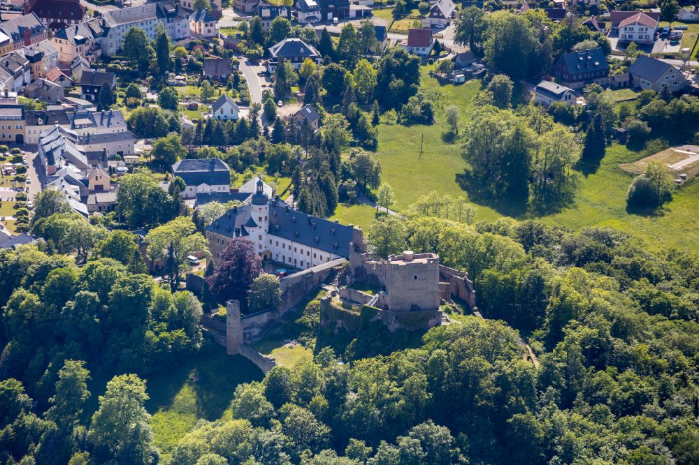 Luftaufnahme Frauenstein - Burg Frauenstein in Frauenstein im Bundesland Sachsen, Deutschland