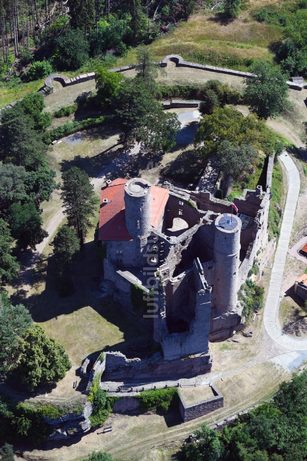 Bornhagen von oben - Burg Hanstein in Bornhagen im Bundesland Thüringen, Deutschland