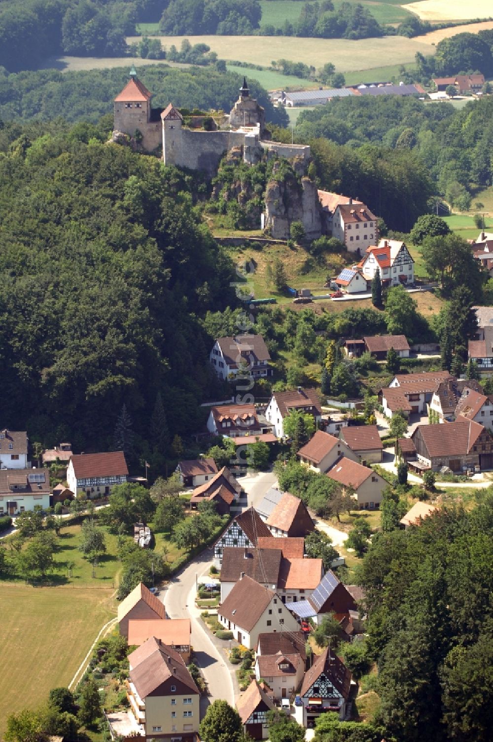 Luftaufnahme Hohnstein - Burg in Hohnstein im Bundesland Sachsen, Deutschland