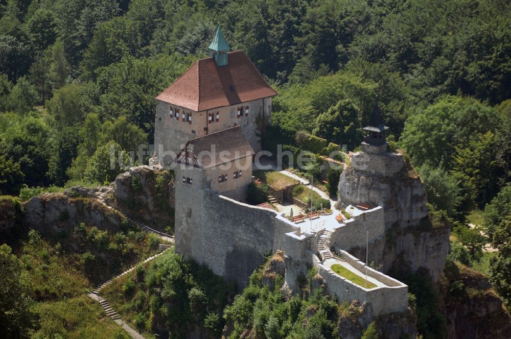 Hohnstein aus der Vogelperspektive: Burg in Hohnstein im Bundesland Sachsen, Deutschland