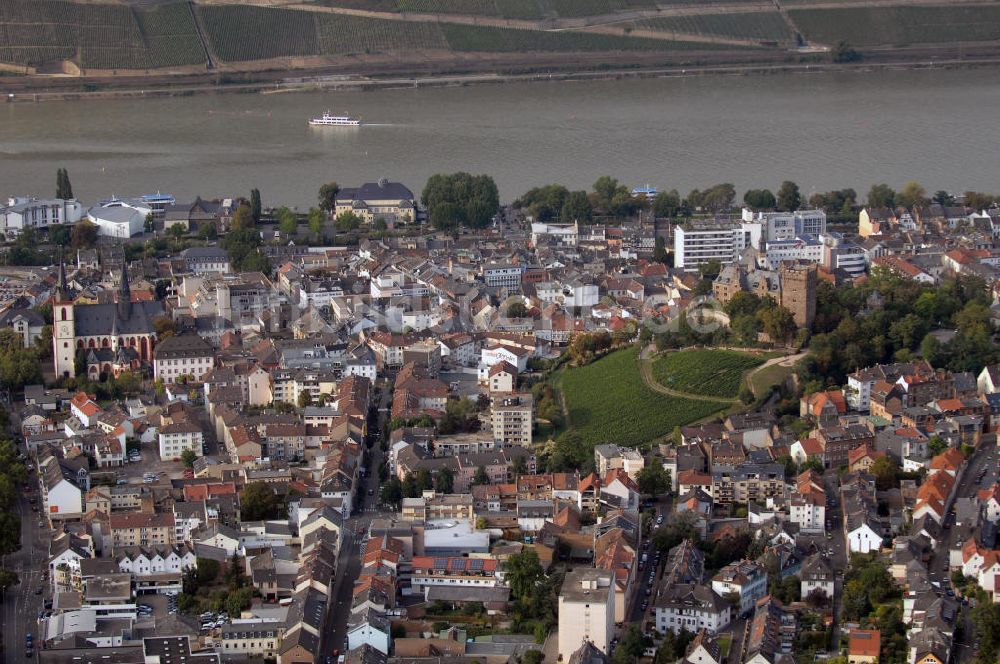 Luftaufnahme Bingen am Rhein - Burg Klopp und Basilika St. Martin in Bingen am Rhein, Rheinland - Pfalz
