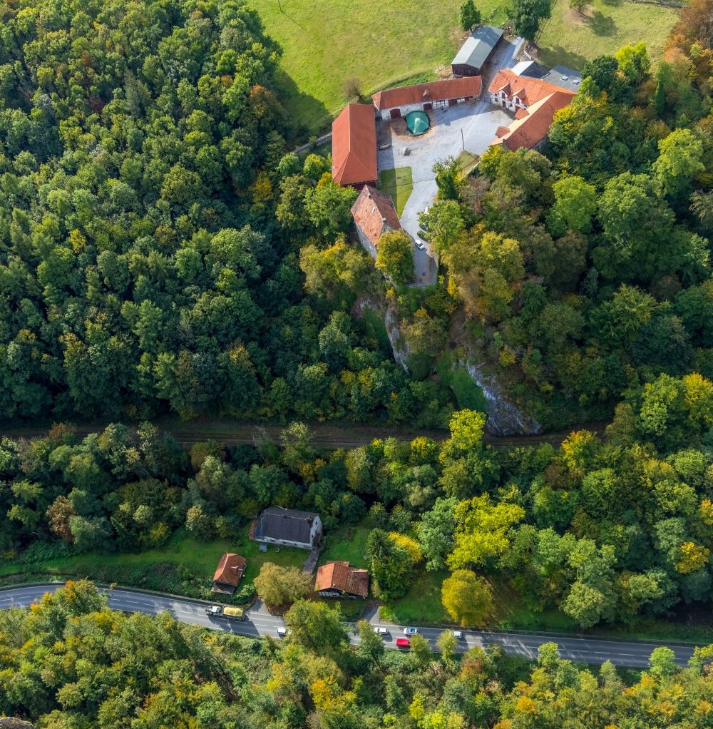Luftaufnahme Hemer - Burg Klusenstein im Ortsteil Oberrödinghausen in Hemer im Bundesland Nordrhein-Westfalen, Deutschland