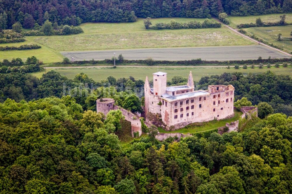 Trimberg aus der Vogelperspektive: Burg Leuchtenburg Burgstall (Burgstätte) in Trimberg im Bundesland Bayern, Deutschland