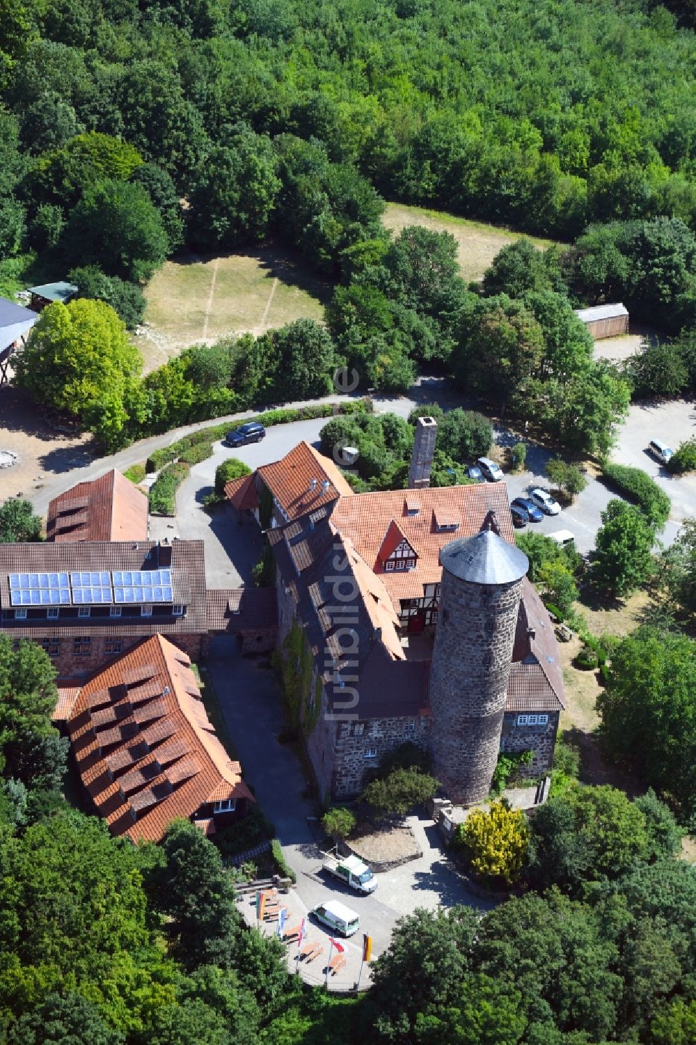 Luftaufnahme Witzenhausen - Burg Ludwigstein in Witzenhausen im Bundesland Hessen, Deutschland