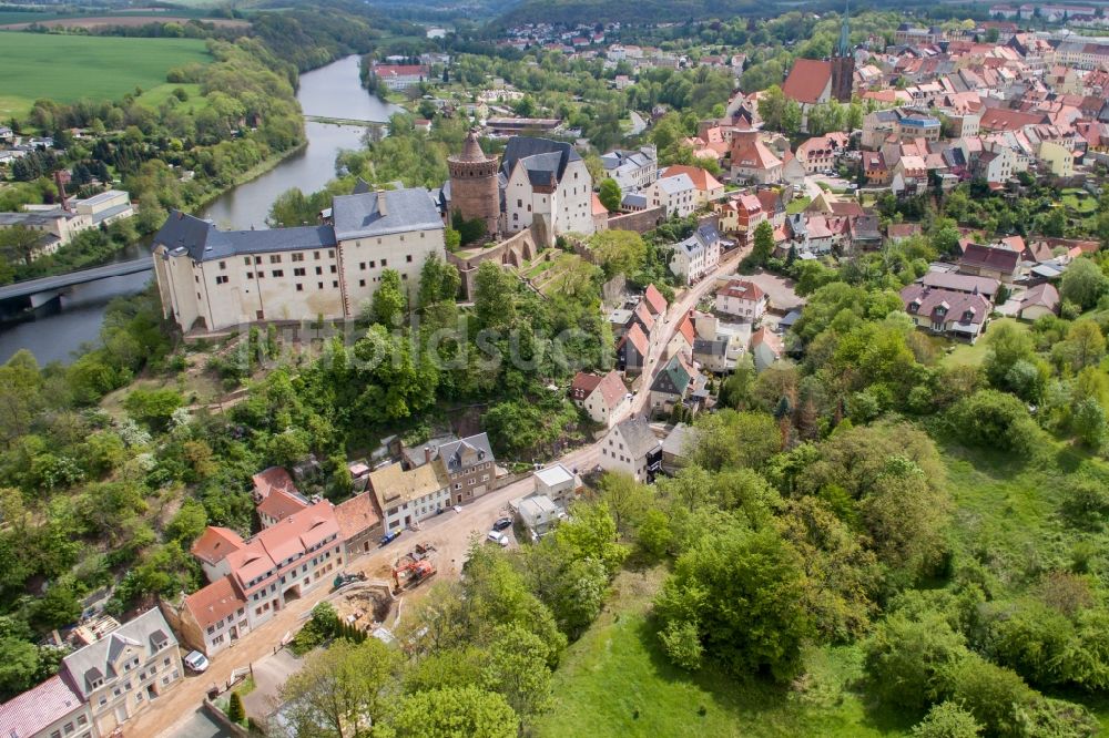 Luftaufnahme Leisnig - Burg Mildenstein auf dem Schloßberg in Leisnig im Bundesland Sachsen, Deutschland