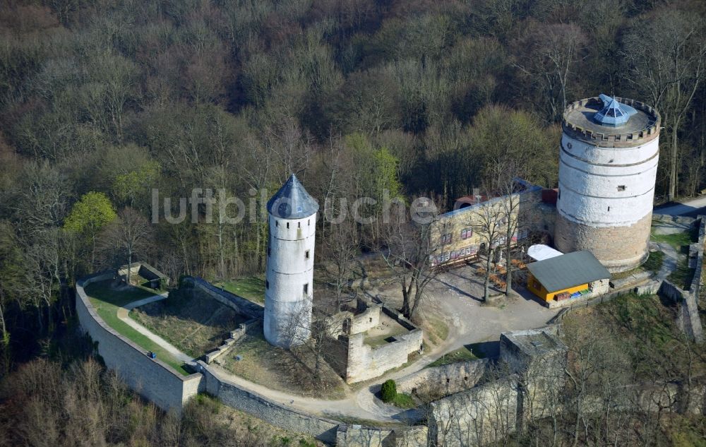 Luftaufnahme Bovenden - Burg Plesse, auch Plesseburg oder Ruine Plesseburg genannt, in Bovenden im Bundesland Niedersachsen