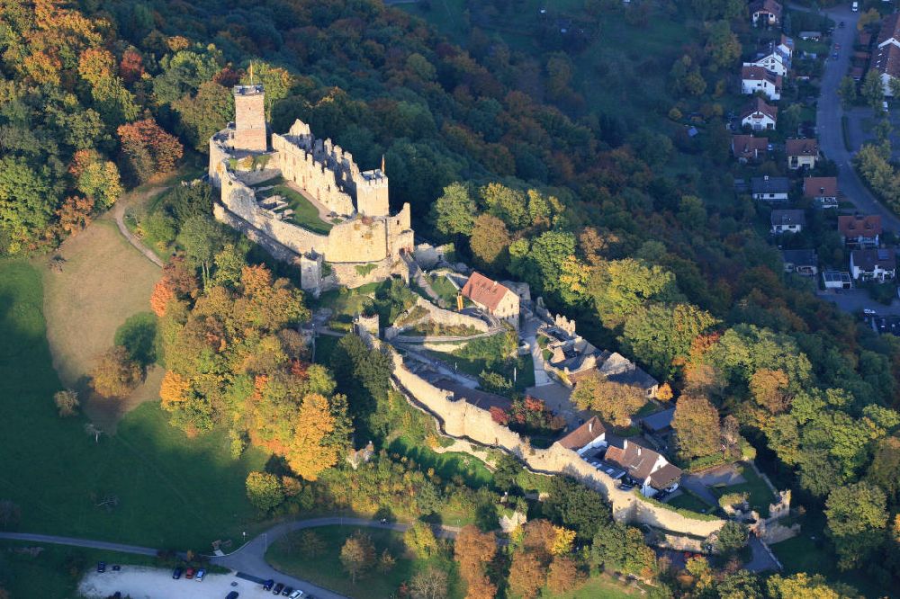 Lörrach aus der Vogelperspektive: Burg Rötteln oberhalb des Lörracher Stadtteils Haagen im Weiler Rötteln