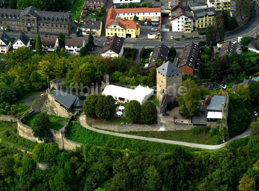 Bendorf von oben - Burg Sayn in Bendorf im Bundesland Rheinland-Pfalz