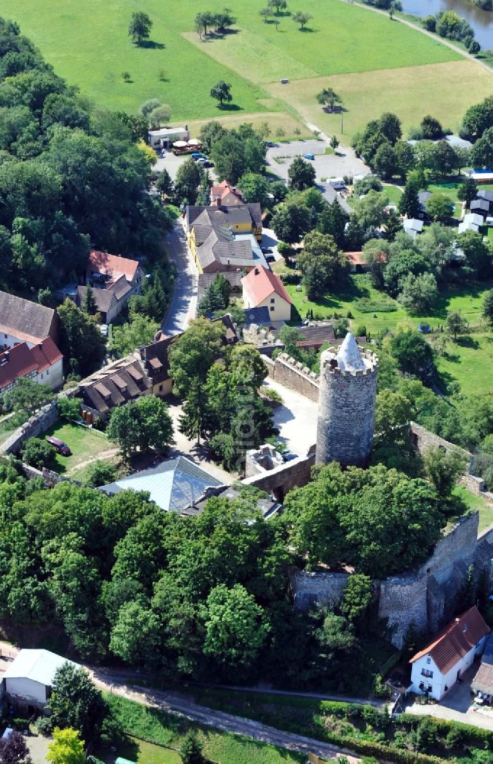 Schönburg aus der Vogelperspektive: Burg Schönburg im Bundesland Sachsen-Anhalt