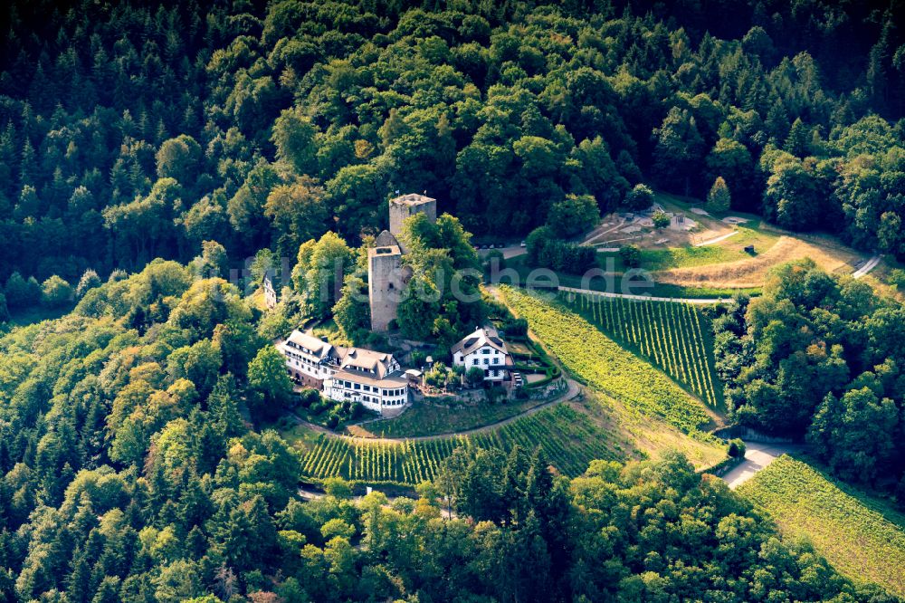 Luftaufnahme Bühl - Burg Windek Ruine und Hotel in Bühl im Bundesland Baden-Württemberg, Deutschland