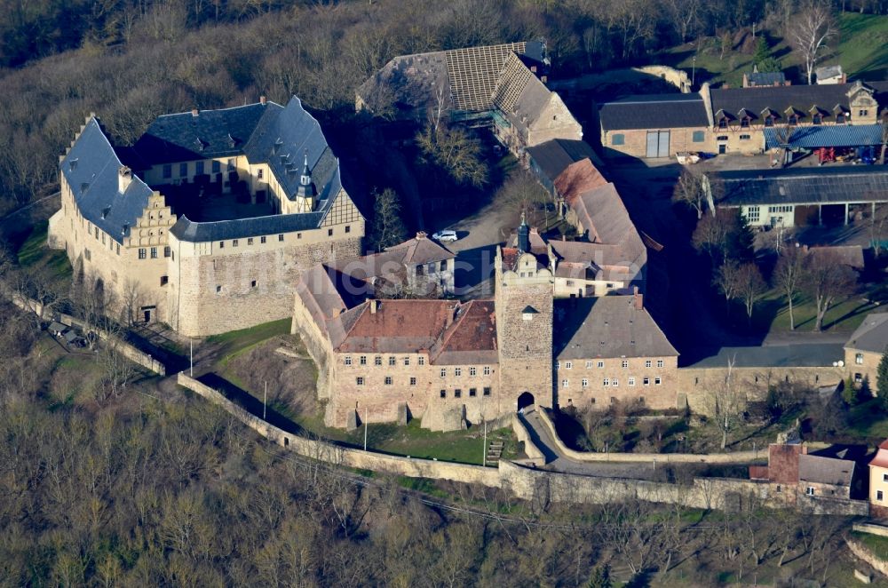 Allstedt aus der Vogelperspektive: Burganlage Burg und Schloss Allstedt in Allstedt im Bundesland Sachsen-Anhalt, Deutschland