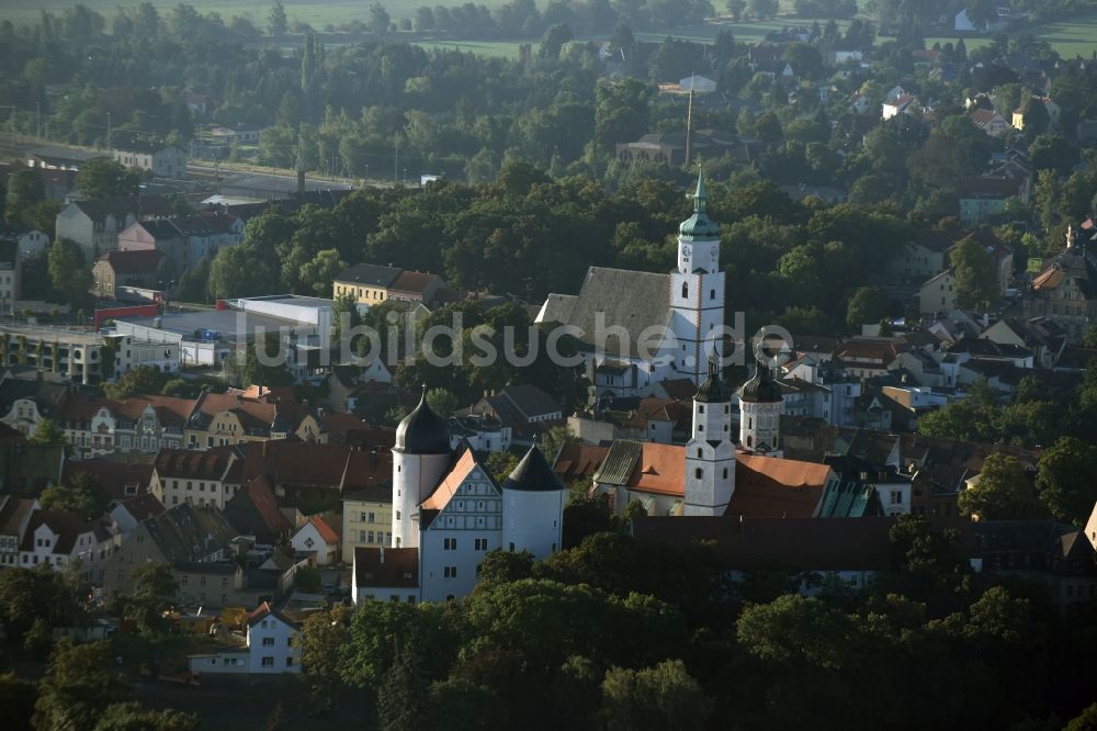 Luftaufnahme Wurzen - Burganlage des Schloss am Amtshof in Wurzen im Bundesland Sachsen