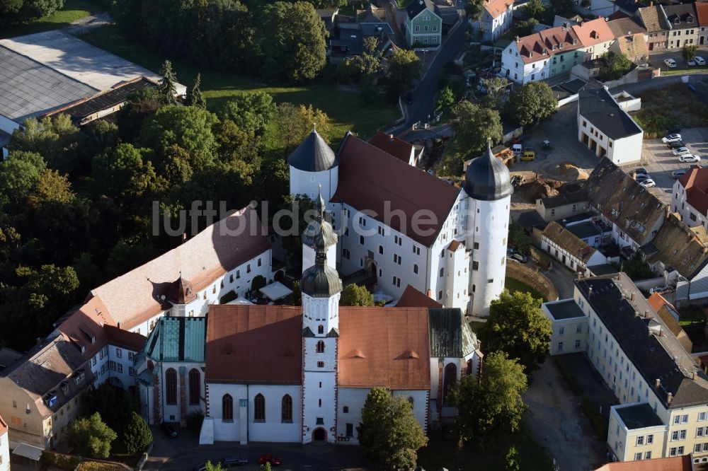 Luftaufnahme Wurzen - Burganlage des Schloss am Amtshof in Wurzen im Bundesland Sachsen