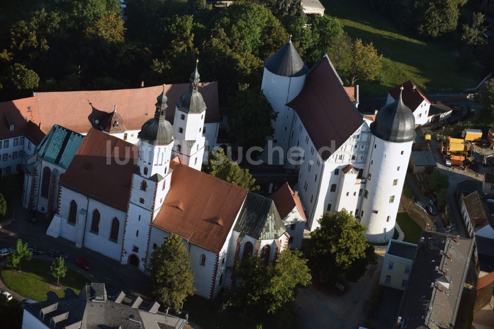 Wurzen aus der Vogelperspektive: Burganlage des Schloss am Amtshof in Wurzen im Bundesland Sachsen