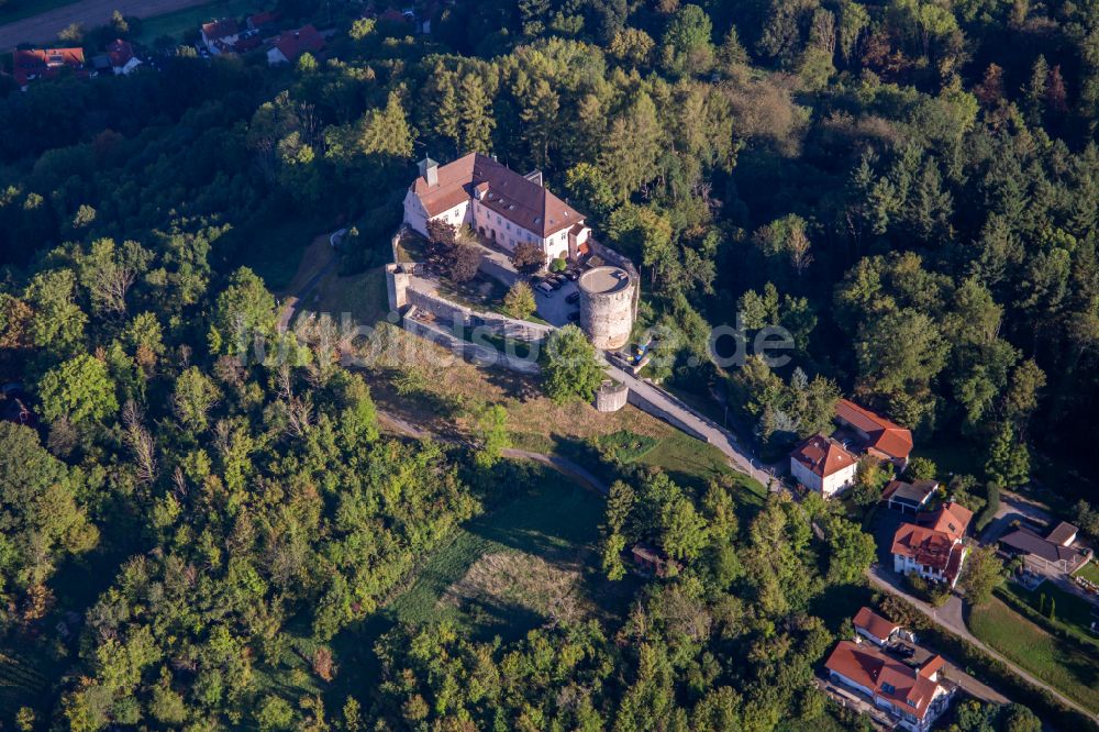 Luftbild Auenwald - Burganlage des Schloss Ebersberg in Auenwald im Bundesland Baden-Württemberg, Deutschland