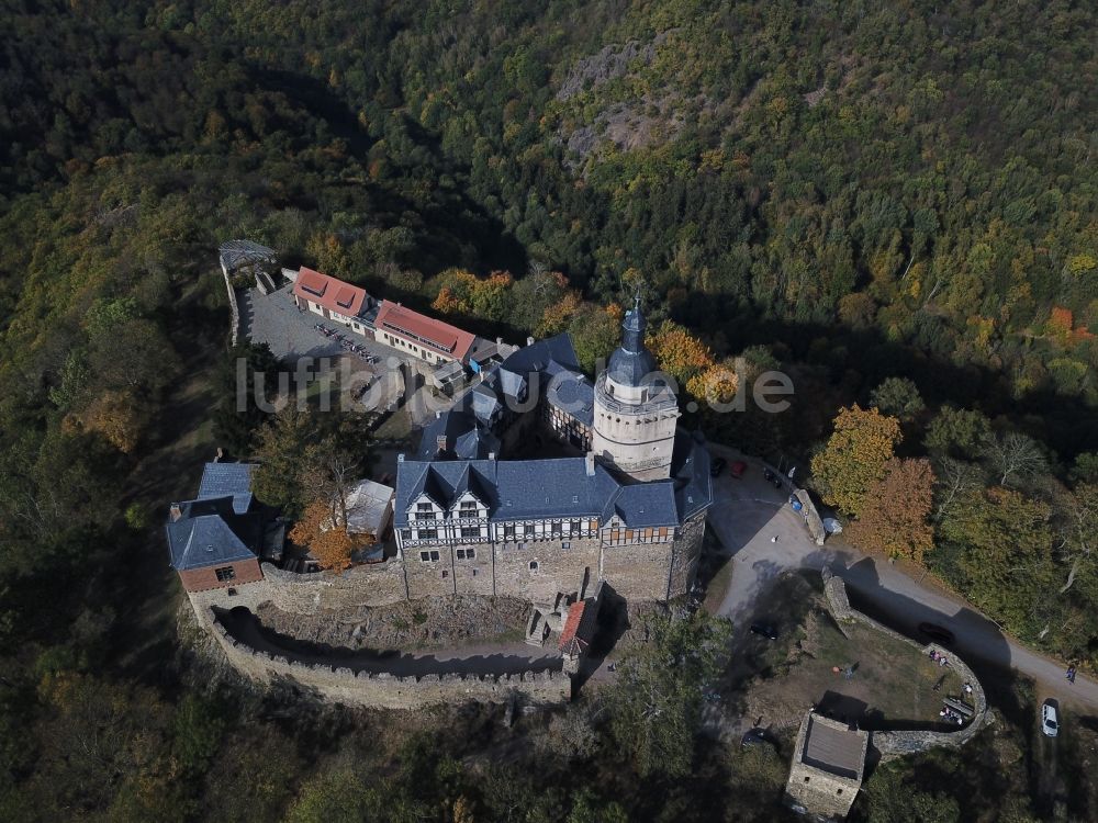 Luftbild Falkenstein/Harz - Burganlage des Schloss in Falkenstein/Harz im Bundesland Sachsen-Anhalt, Deutschland