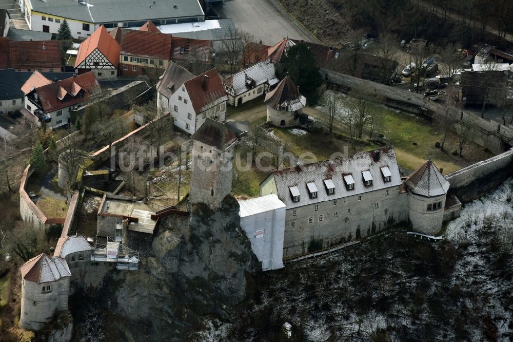 Luftbild Neuhaus an der Pegnitz - Burganlage des Schloss und Hotel Burg Veldenstein in Neuhaus an der Pegnitz im Bundesland Bayern
