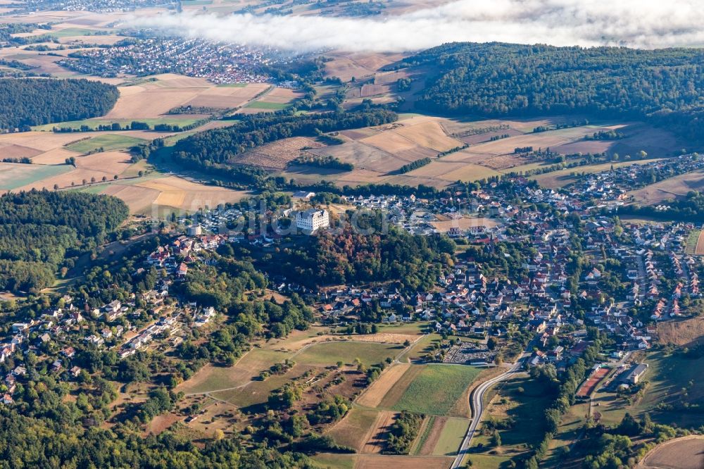 Lichtenberg aus der Vogelperspektive: Burganlage des Schloss Lichtenberg in Lichtenberg im Bundesland Hessen, Deutschland