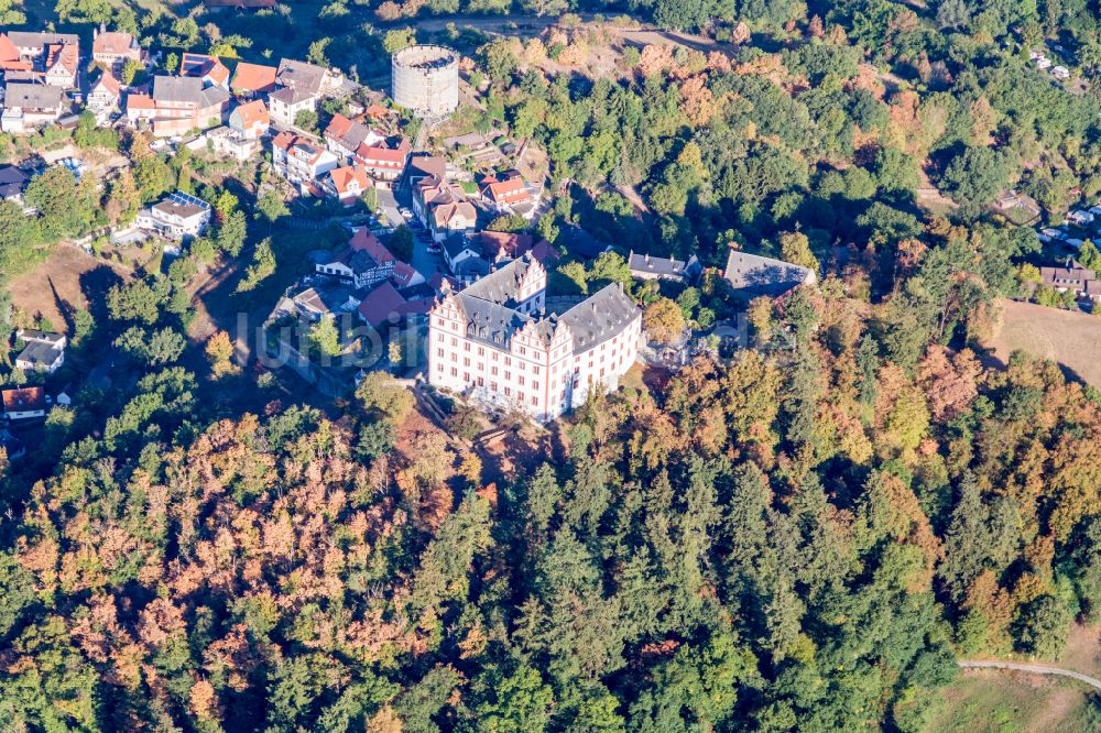 Luftaufnahme Fischbachtal - Burganlage des Schloss Lichtenberg im Ortsteil Lichtenberg in Fischbachtal im Bundesland Hessen, Deutschland