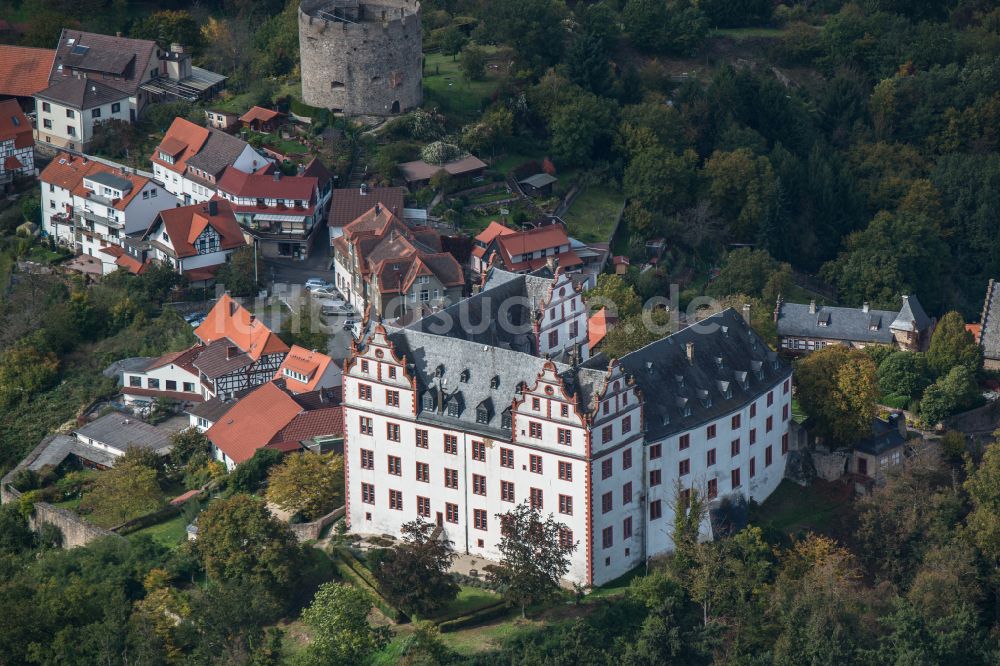 Luftbild Fischbachtal - Burganlage des Schloss Lichtenberg im Ortsteil Lichtenberg in Fischbachtal im Bundesland Hessen, Deutschland