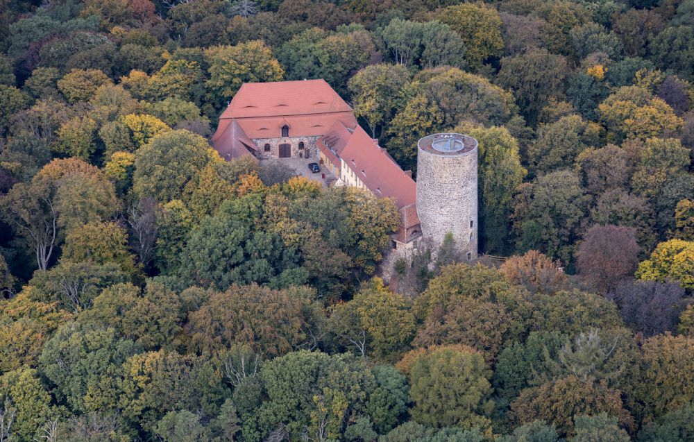 Luftaufnahme Rabenstein/Fläming - Burganlage des Schloss im Ortsteil Raben in Rabenstein/Fläming im Bundesland Brandenburg, Deutschland