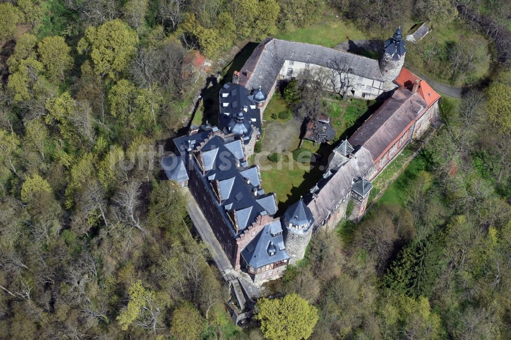 Friesdorf aus der Vogelperspektive: Burganlage des Schloss Rammelburg in Friesdorf im Bundesland Sachsen-Anhalt